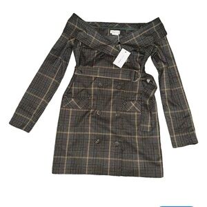 Plaid Off-Shoulder Women's Dress